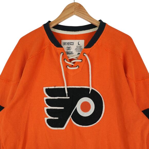 Philadelphia Flyers Shirt Mens L Orange Long Sleeve CCM NHL Sportswear Athletic - Picture 4 of 10